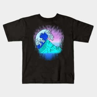 The Great Wave off Kanagawa artistic spin. A big wave and an ice berg graphic. Summer surfing days. Ocean lover Kids T-Shirt